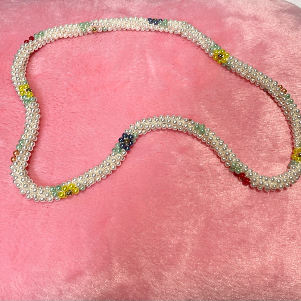 Beaded‎ Rope Floral Necklace